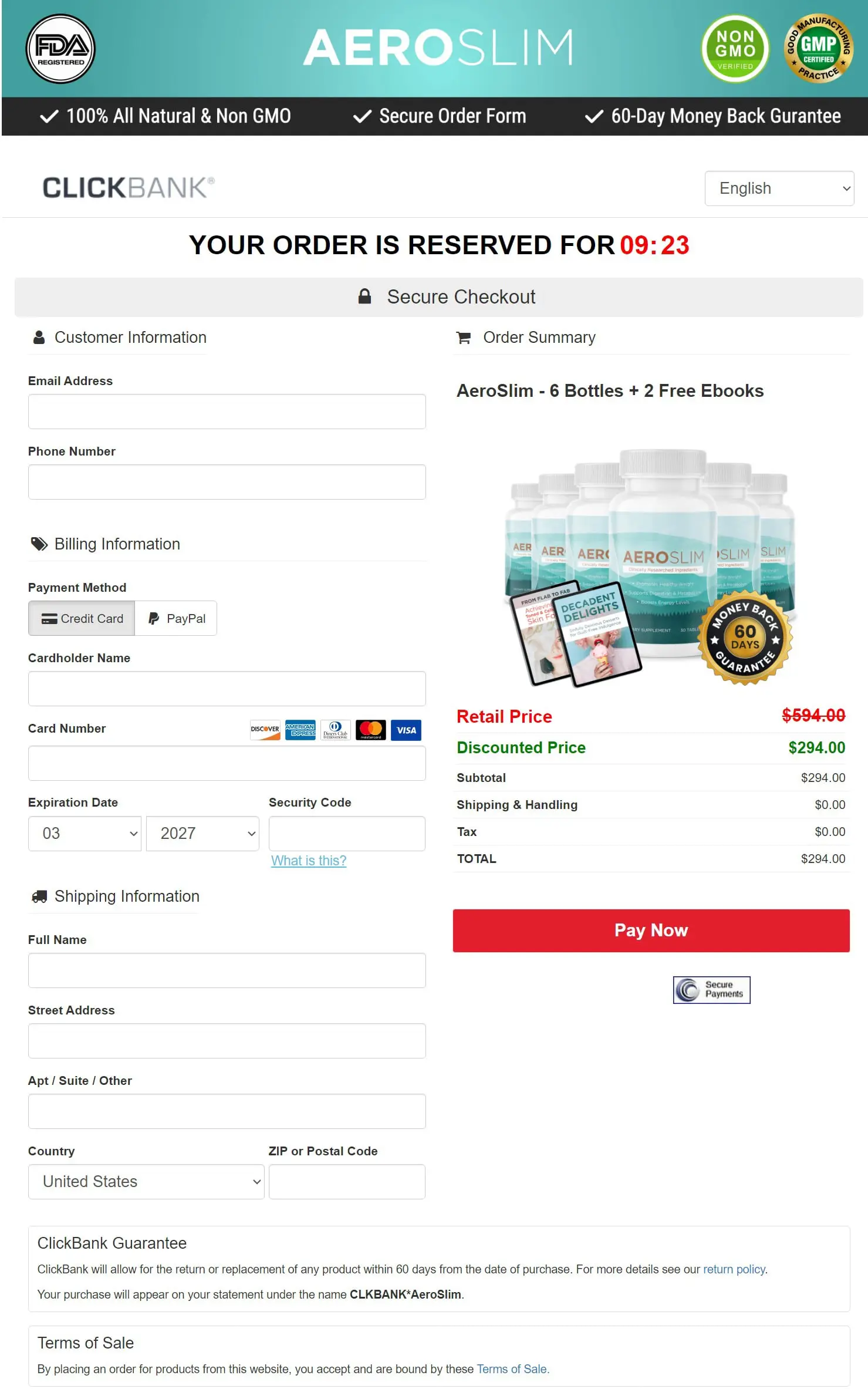 AeroSlim order page